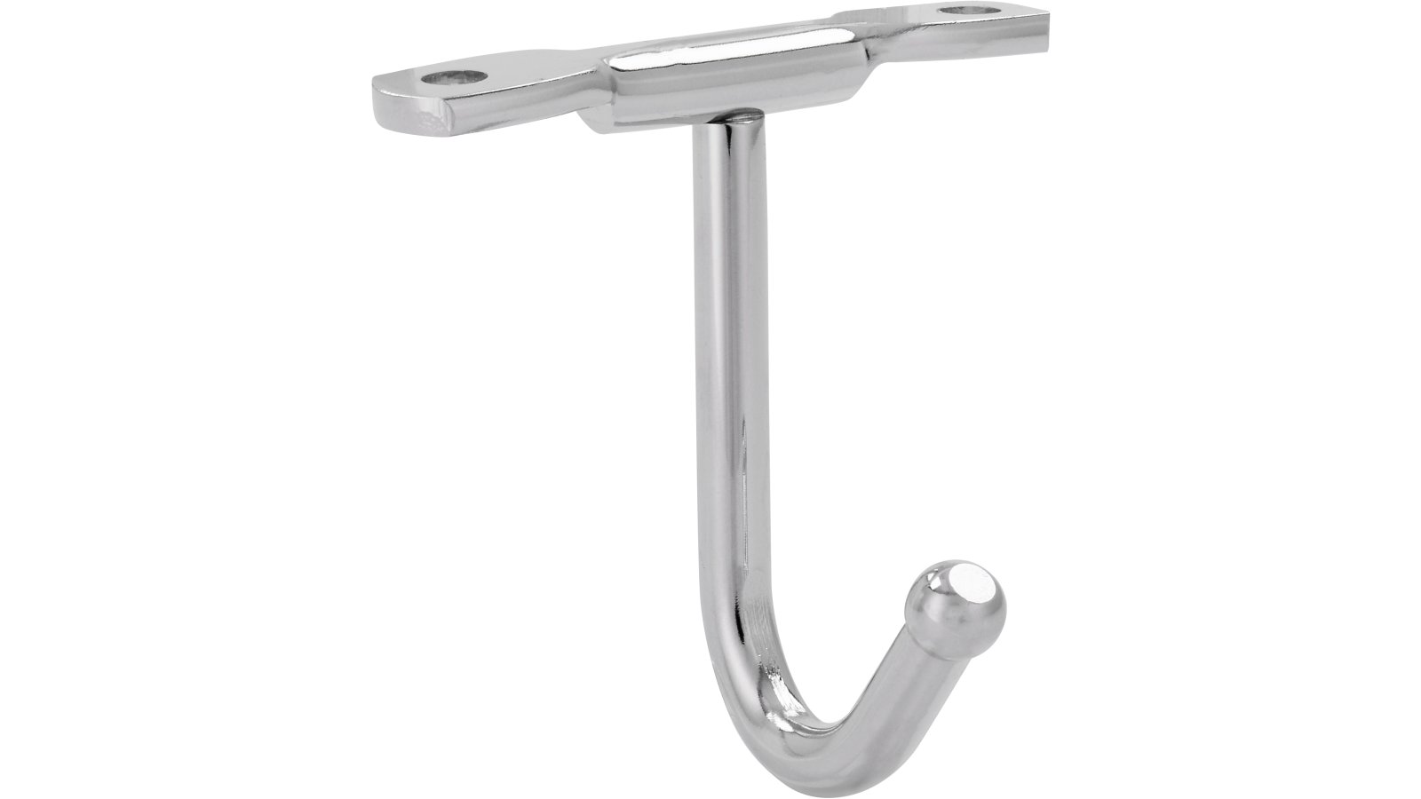 Haken Illertissen Stahl chrom glänzend 3 stück - 34 mm lang  vor weißem Hintergrund