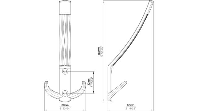 Haken Kernen Druckguss altsilberfarbig - 148 mm lang  vor weißem Hintergrund