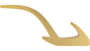 Haken Kolkwitz Druckguss gold matt gebürstet - 150 mm lang  vor weißem Hintergrund