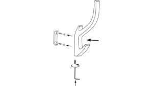 Haken Kolkwitz Druckguss gold matt gebürstet - 150 mm lang  vor weißem Hintergrund