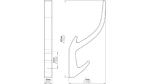 Haken Kolkwitz Druckguss gold matt gebürstet - 150 mm lang  vor weißem Hintergrund