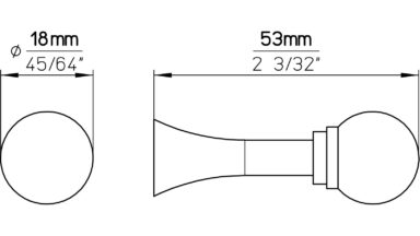 Haken Neunkirchen Druckguss chrom glänzend - 18 mm lang  vor weißem Hintergrund