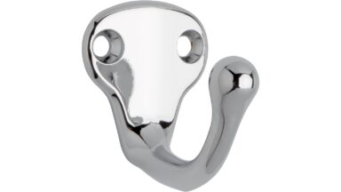 Haken Neuwied Druckguss chrom glänzend - 37 mm lang vor weißem Hintergrund