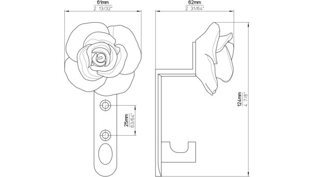 Haken Nidda Druckguss - Kunststoff chrom glänzend orange - 124 mm lang  vor weißem Hintergrund