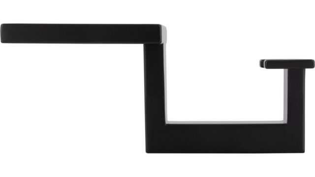Haken Niddatal Druckguss schwarz matt pulverbeschichtet - 101 mm lang  vor weißem Hintergrund
