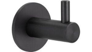 Haken Nottuln Edelstahl schwarz geschliffen - 38 mm lang  vor weißem Hintergrund