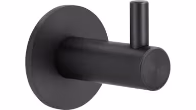 Haken Nottuln Edelstahl schwarz geschliffen - 38 mm lang  vor weißem Hintergrund