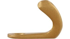 Haken Oelde Druckguss gold matt pulverbeschichtet - 33 mm lang  vor weißem Hintergrund
