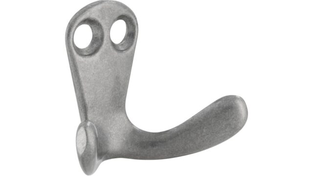 Haken Oelde Druckguss silber natur glänzend - 33 mm lang vor weißem Hintergrund