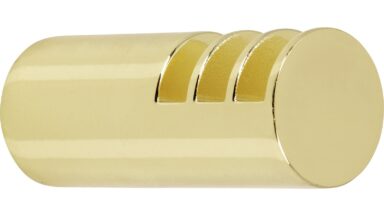 Haken Olsberg Druckguss glänzend vermessingt - 16 mm lang  vor weißem Hintergrund