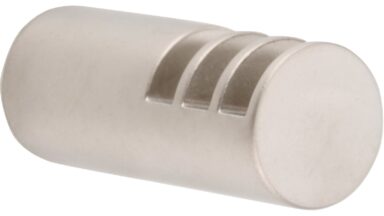 Haken Olsberg Druckguss matt vernickelt - 16 mm lang vor weißem Hintergrund