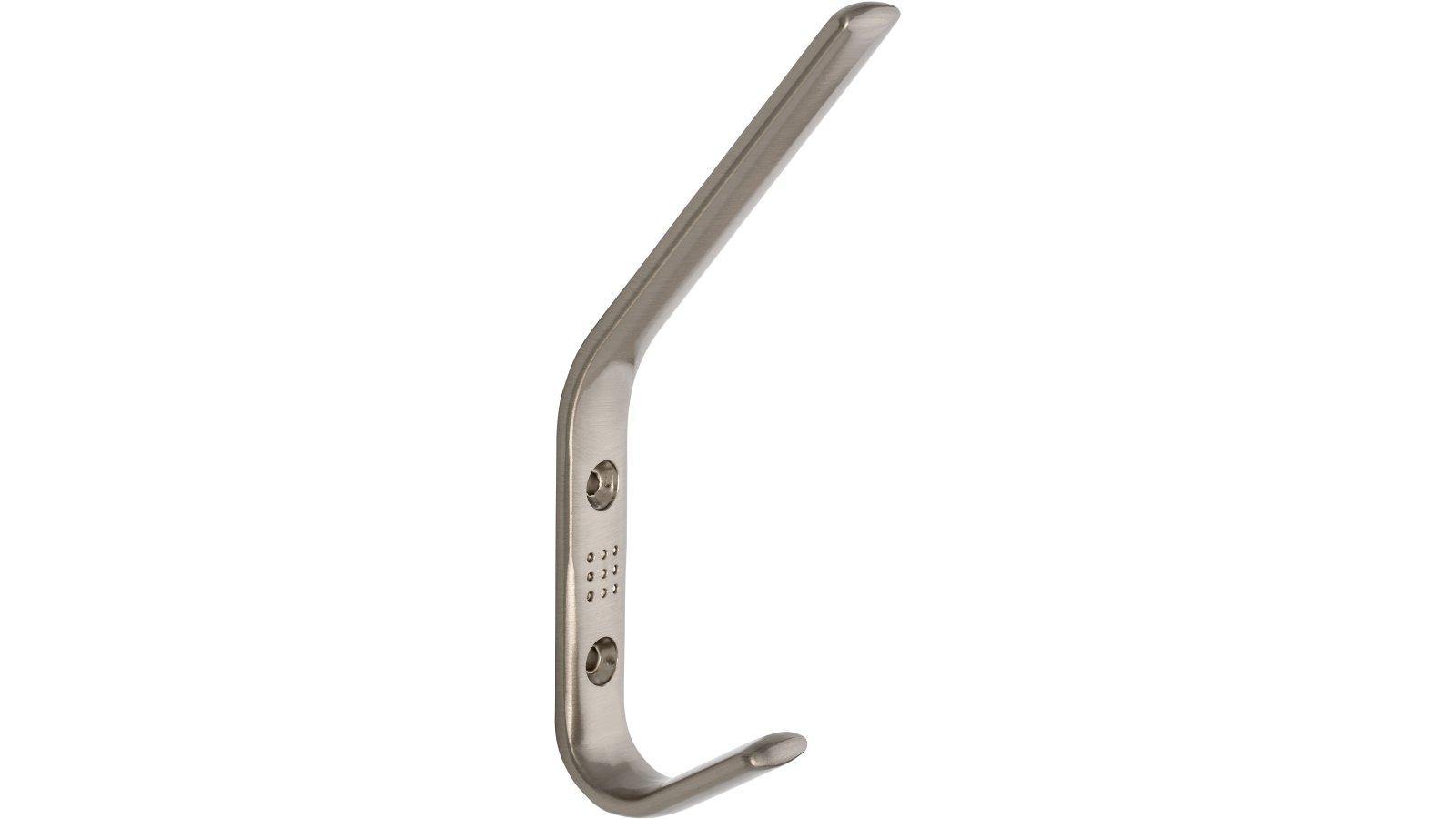 Kleiderhaken-Quickborn-nickel-Zinkdruckguss-laenge-150-626464-seitlich Haken Quickborn Druckguss vernickelt feingeschliffen - 150 mm lang vor weißem Hintergrund
