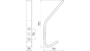 Kleiderhaken-Quickborn-nickel-Zinkdruckguss-laenge-150-626464-technische-zeichnung Haken Quickborn Druckguss vernickelt feingeschliffen - 150 mm lang vor weißem Hintergrund