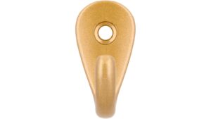 Haken Rhede Druckguss gold matt pulverbeschichtet - 35 mm lang  vor weißem Hintergrund