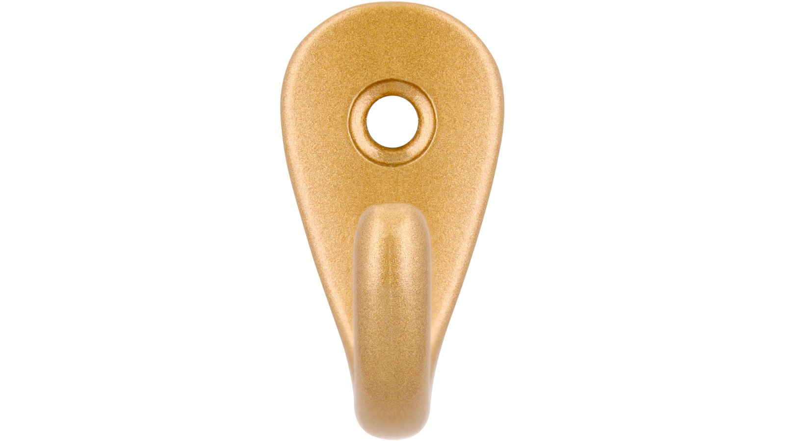 Haken Rhede Druckguss gold matt pulverbeschichtet - 35 mm lang  vor weißem Hintergrund