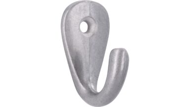 Haken Rhede Druckguss silber natur glänzend - 35 mm lang vor weißem Hintergrund