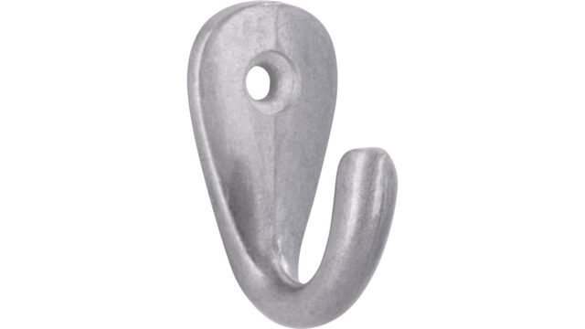 Haken Rhede Druckguss silber natur glänzend - 35 mm lang  vor weißem Hintergrund