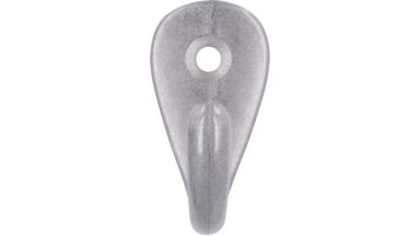 Haken Rhede Druckguss silber natur glänzend - 35 mm lang  vor weißem Hintergrund