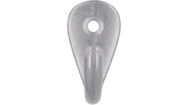Haken Rhede Druckguss silber natur glänzend - 35 mm lang  vor weißem Hintergrund