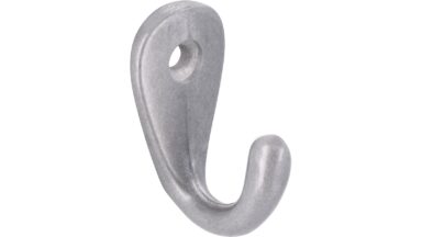 Haken Rhede Druckguss silber natur glänzend - 35 mm lang  vor weißem Hintergrund