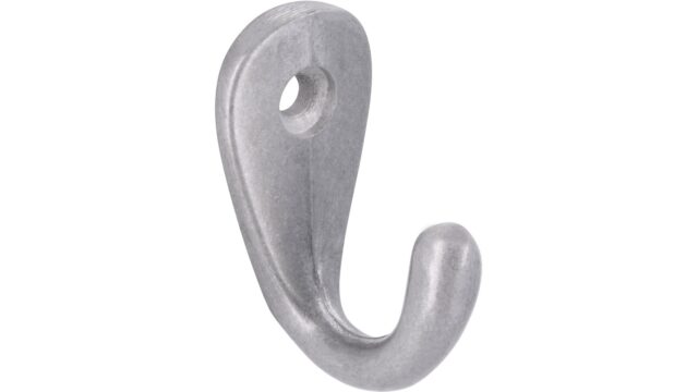 Haken Rhede Druckguss silber natur glänzend - 35 mm lang  vor weißem Hintergrund