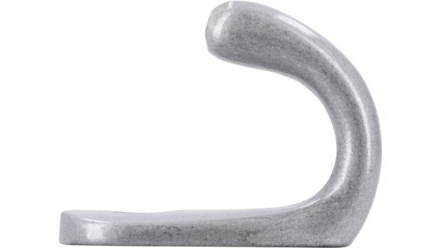 Haken Rhede Druckguss silber natur glänzend - 35 mm lang  vor weißem Hintergrund