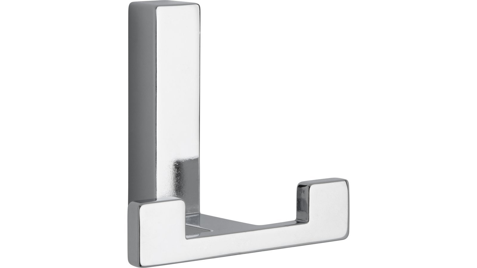 Haken Rheinau Druckguss chrom glänzend - 60 mm lang  vor weißem Hintergrund