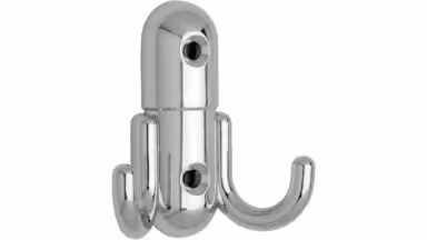 Haken Römerberg Druckguss chrom glänzend - 60 mm lang vor weißem Hintergrund