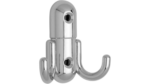 Haken Römerberg Druckguss chrom glänzend - 60 mm lang  vor weißem Hintergrund