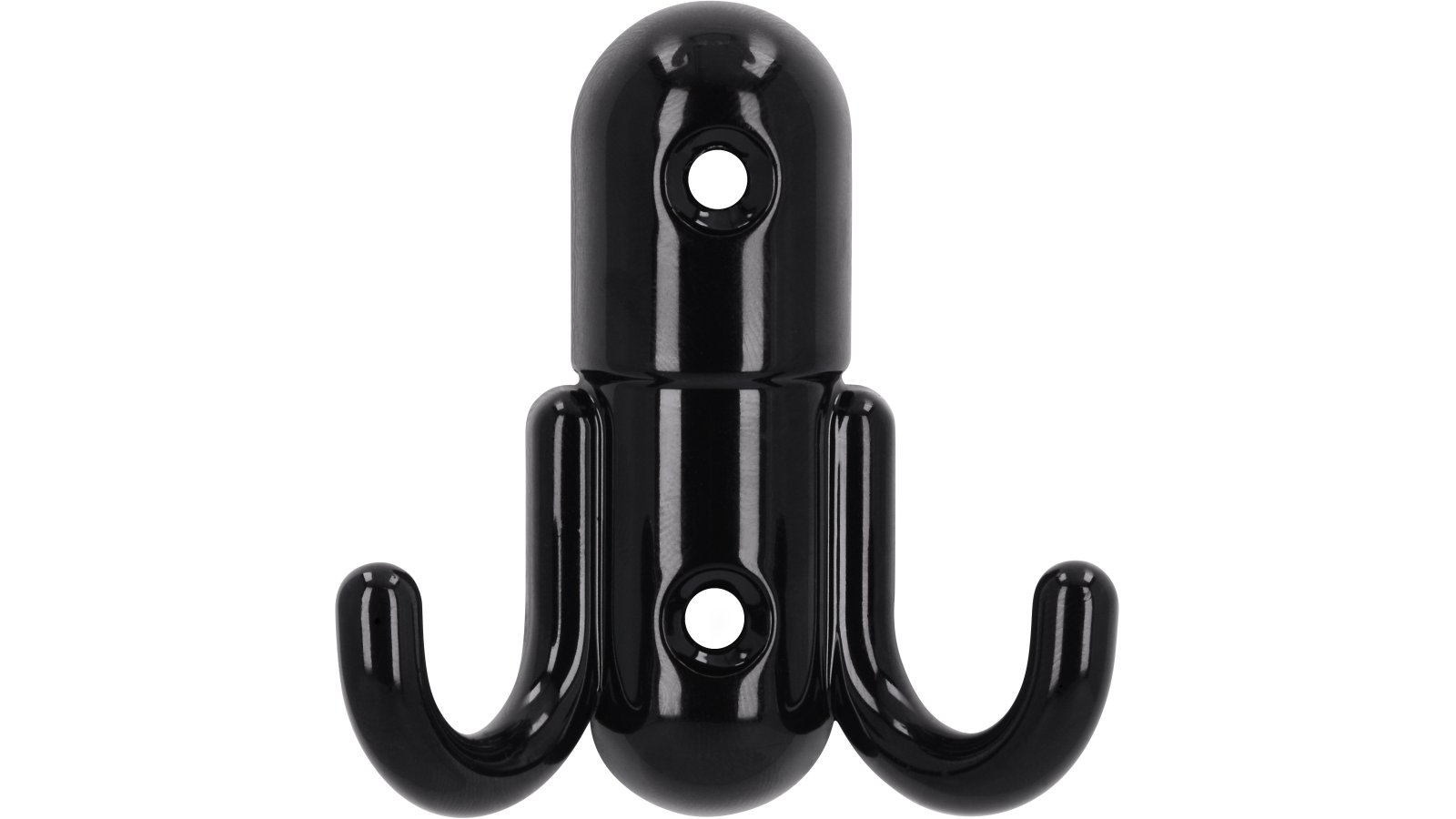 Haken Römerberg Druckguss schwarz pulverbeschichtet - 60 mm lang  vor weißem Hintergrund