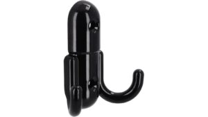 Haken Römerberg Druckguss schwarz pulverbeschichtet - 60 mm lang  vor weißem Hintergrund