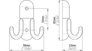 Haken Römerberg Druckguss schwarz pulverbeschichtet - 60 mm lang  vor weißem Hintergrund