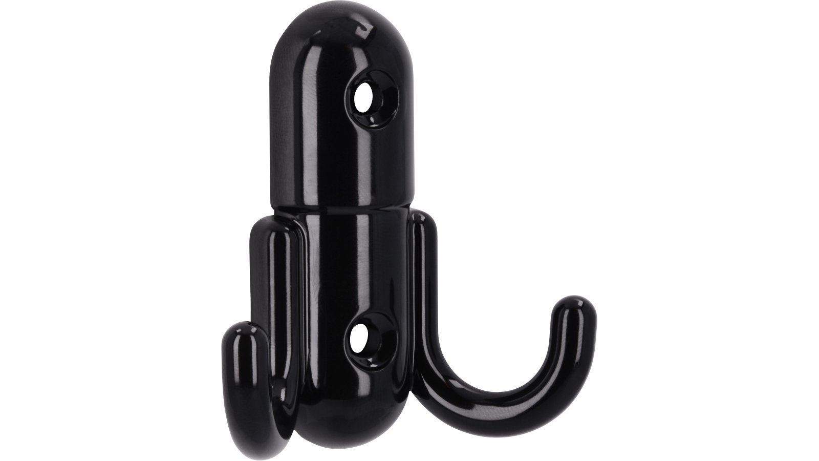 Haken Römerberg Druckguss schwarz pulverbeschichtet - 60 mm lang  vor weißem Hintergrund