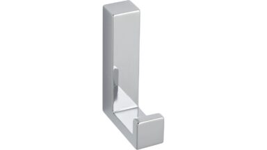 Haken Salzhemmendorf Druckguss chrom glänzend - 60 mm lang  vor weißem Hintergrund