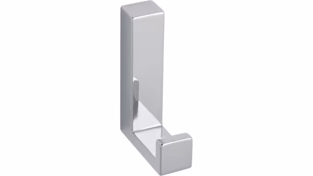 Haken Salzhemmendorf Druckguss chrom glänzend - 60 mm lang vor weißem Hintergrund