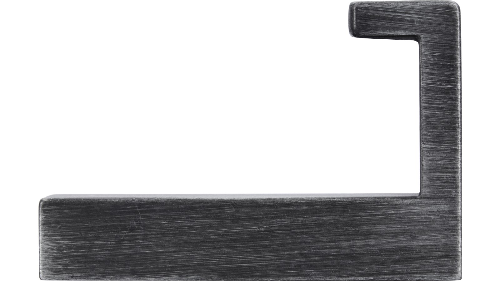 Kleiderhaken-Salzhemmendorf-eisen-Eisen-Zinkdruckguss-laenge-61-820476-stehend Haken Salzhemmendorf Druckguss eisenfarbig gebürstet matt - 61 mm lang vor weißem Hintergrund