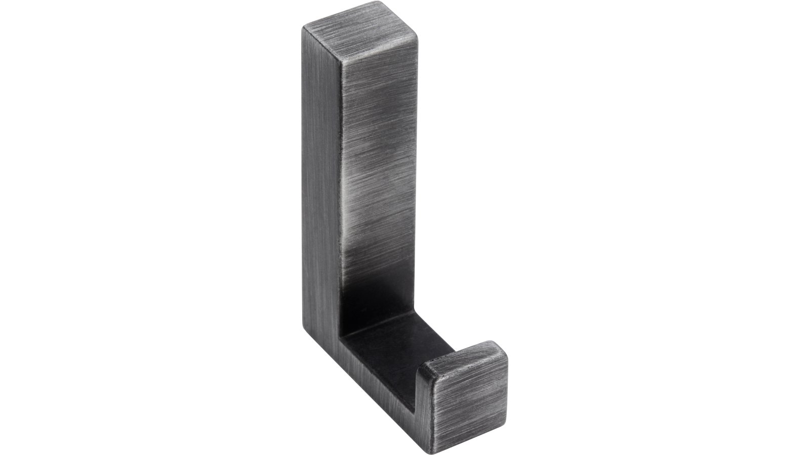 Kleiderhaken-Salzhemmendorf-eisen-Eisen-Zinkdruckguss-laenge-61-820476 Haken Salzhemmendorf Druckguss eisenfarbig gebürstet matt - 61 mm lang vor weißem Hintergrund