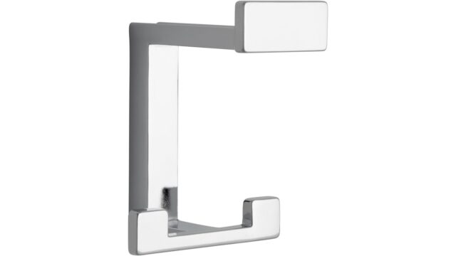 Haken Sassenburg Druckguss chrom glänzend - 92 mm lang vor weißem Hintergrund