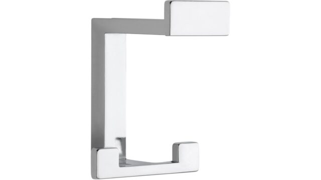 Haken Sassenburg Druckguss chrom glänzend - 92 mm lang  vor weißem Hintergrund