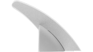 Haken Sinsheim Kunststoff metallisiert weißaluminium - 34 mm lang  vor weißem Hintergrund