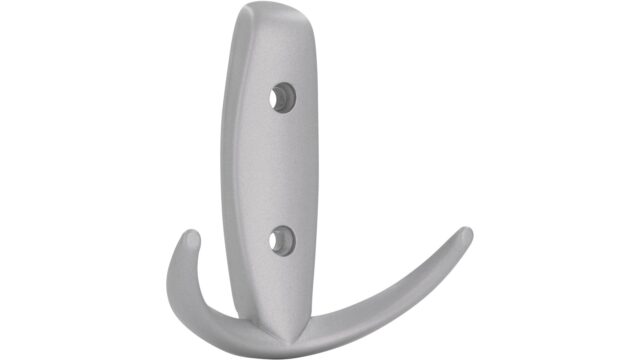 Haken Sprockhövel Druckguss alufarbig pulverbeschichtet - 80 mm lang  vor weißem Hintergrund