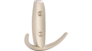 Haken Sprockhövel Druckguss matt vernickelt - 80 mm lang vor weißem Hintergrund
