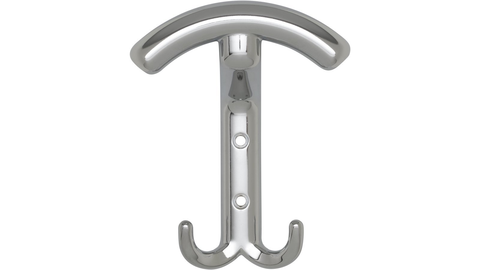 Haken Stuhr Druckguss chrom glänzend - 142 mm lang  vor weißem Hintergrund