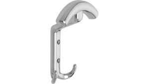 Haken Stuhr Druckguss chrom glänzend - 142 mm lang  vor weißem Hintergrund