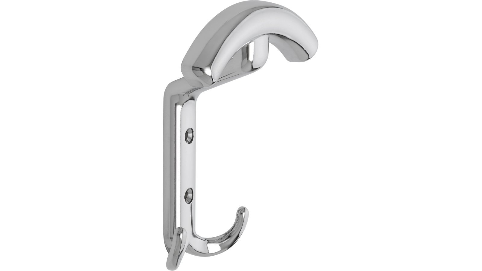Haken Stuhr Druckguss chrom glänzend - 142 mm lang  vor weißem Hintergrund
