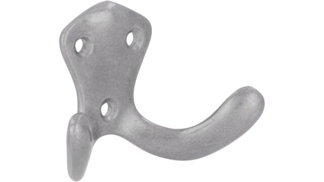 Haken Sundern Druckguss silber natur glänzend - 47 mm lang vor weißem Hintergrund