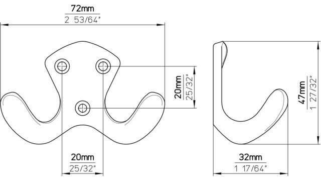 Haken Sundern Druckguss silber natur glänzend - 47 mm lang  vor weißem Hintergrund