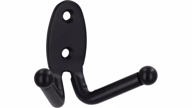 Haken Syke Stahl schwarz matt pulverbeschichtet - 61 mm lang vor weißem Hintergrund