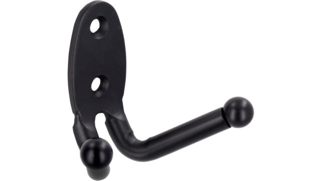 Haken Syke Stahl schwarz matt pulverbeschichtet - 61 mm lang  vor weißem Hintergrund