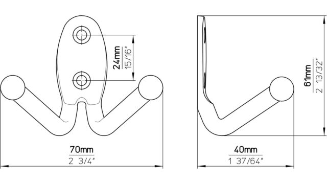 Haken Syke Stahl schwarz matt pulverbeschichtet - 61 mm lang  vor weißem Hintergrund